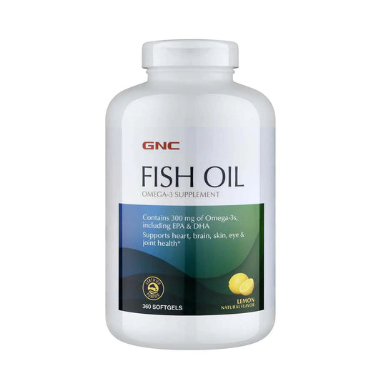 GNC Fish Oil | Omega-3 Supplement | Supports Heart Brain Skin Eye & Joint Health | Lemon | 360 Count