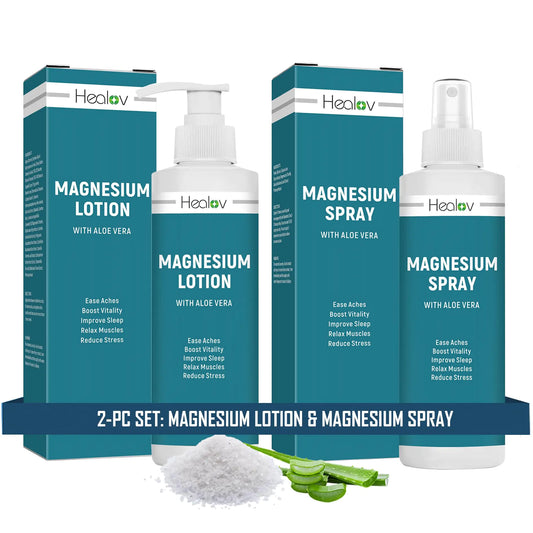 Magnesium Oil Spray + Magnesium Lotion Set – Pure Soothing Relief & Relaxation for Better Sleep Muscle Health Leg & Joint Care – Natural Magnesium Body Spray & Magnesium Cream for Feet Non-Greasy