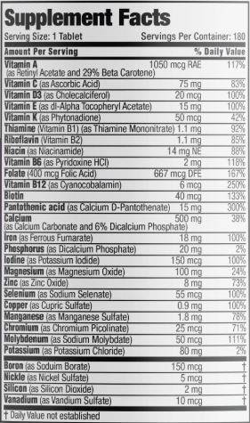 Bronson ONE Daily Women’s Complete Multivitamin Multimineral Once-Daily Multi for Active Women 180 Tablets