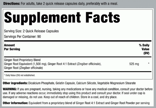 Piping Rock Ginger Root Capsules | 1500 mg | 180 Count | Non-GMO Gluten Free Supplement