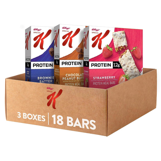 Special K Bar Protein Meal Bars Meal Replacement Bulk Protein Snacks Variety Pack (3 Boxes 18 Bars)