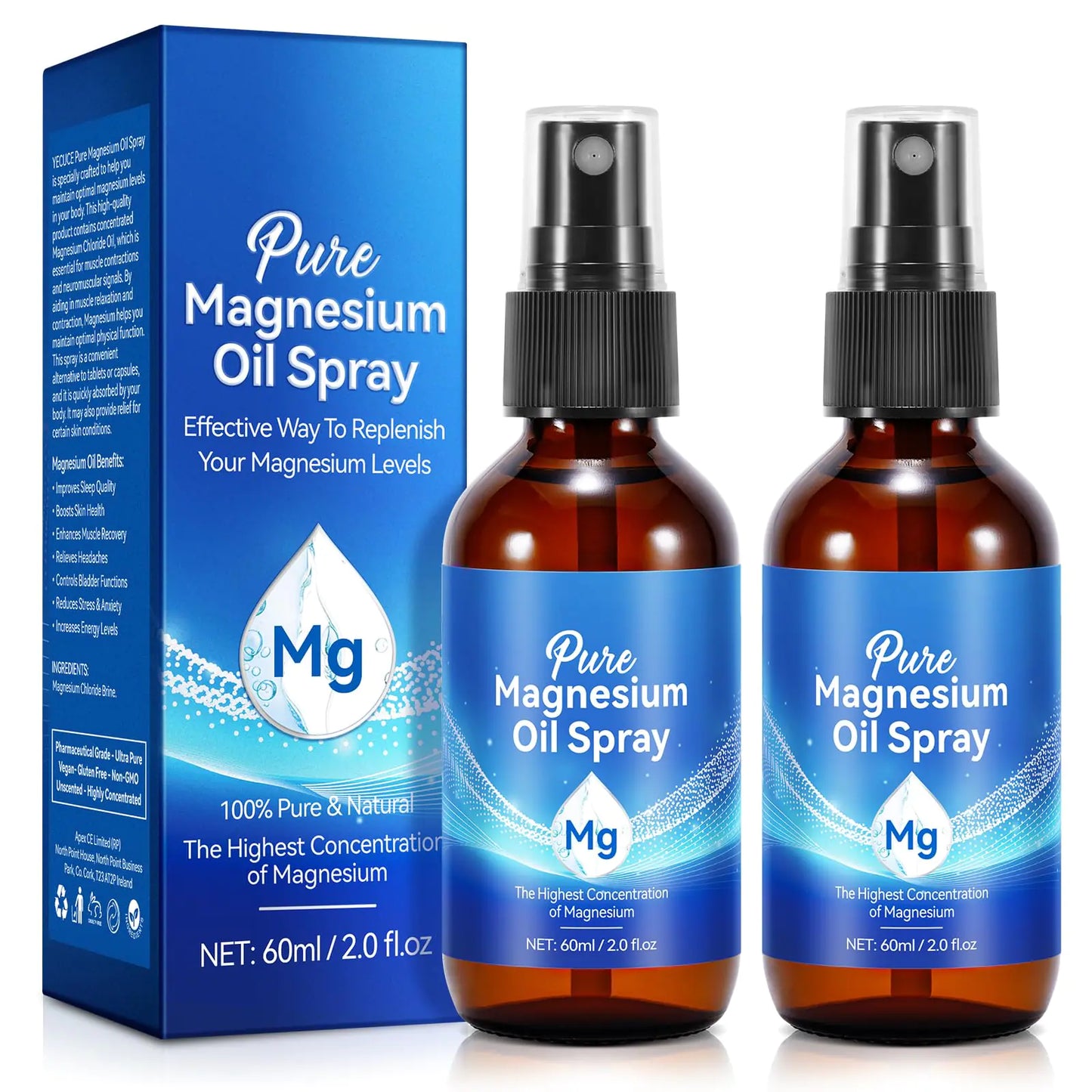 Pure Magnesium Oil SprayTopical Magnesium Oil Spray-Made with Concentrated Pure Magnesium Chloride Oil 4 fl oz