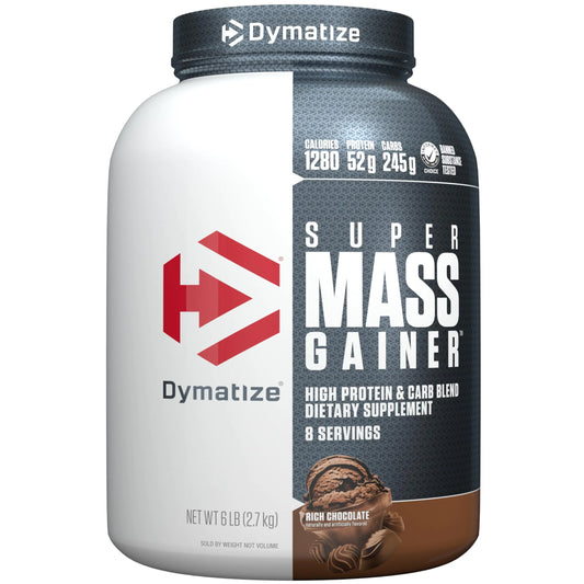 Dymatize Super Mass Gainer Protein Powder 1280 Calories & 52g Protein 10.7g BCAAs Mixes Easily Tastes Delicious Rich Chocolate 6 lbs
