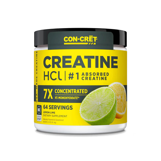 CON-CRET Creatine HCl Powder | Muscle Cognitive Cellular Energy Support | No Bloating or Cramps | USA Made & NSF Certified | Lemon Lime (64 Serving)